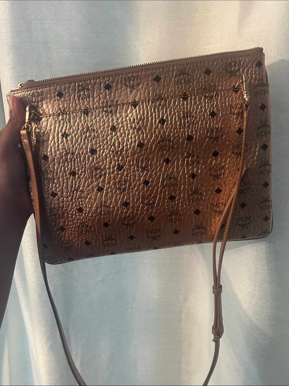 MCM Metallic Cognac Visetos Crossbody Bag